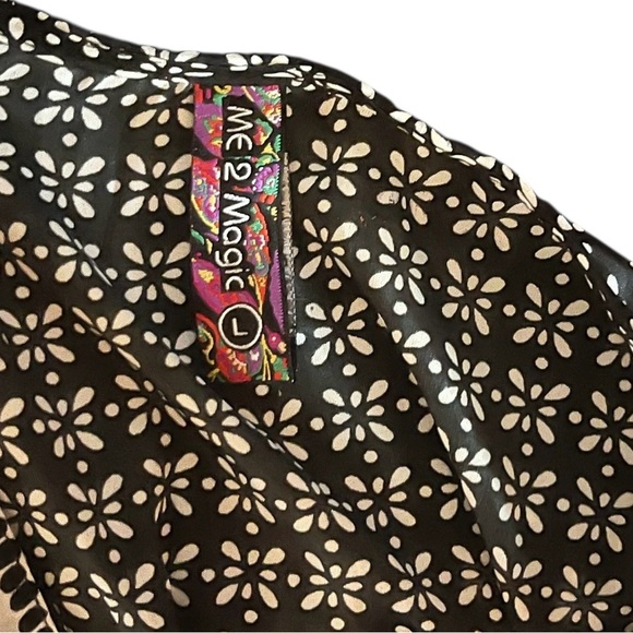 Magic 2 Me Anthropologie Black White Floral Maxi Festival Dress L - Picture 6 of 7